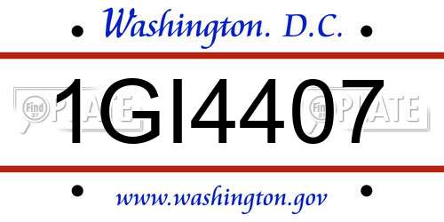 1GI4407 District Of Columbia License Plate