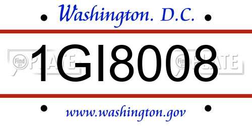 1GI8008 District Of Columbia License Plate