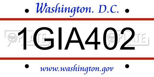 1GIA402 District Of Columbia License Plate