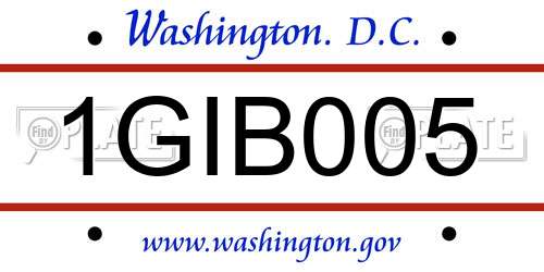 1GIB005 District Of Columbia License Plate