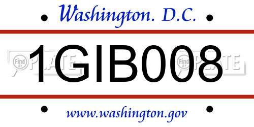 1GIB008 District Of Columbia License Plate