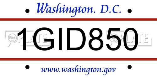 1GID850 District Of Columbia License Plate