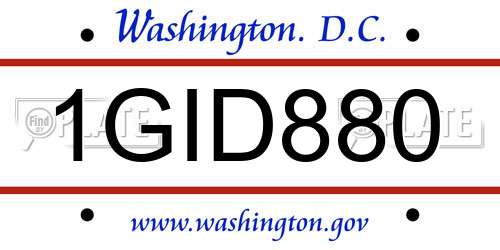 1GID880 District Of Columbia License Plate