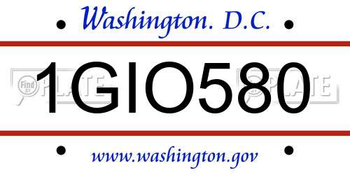 1GIO580 District Of Columbia License Plate