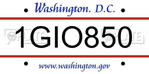 1GIO850 District Of Columbia License Plate