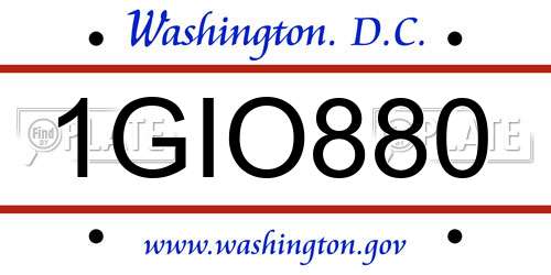 1GIO880 District Of Columbia License Plate
