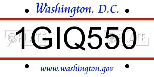 1GIQ550 District Of Columbia License Plate