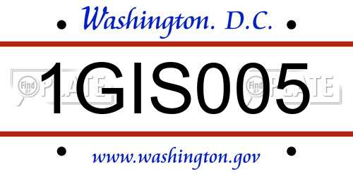 1GIS005 District Of Columbia License Plate