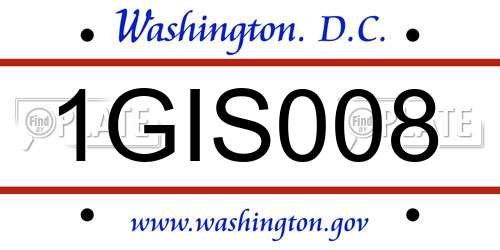 1GIS008 District Of Columbia License Plate