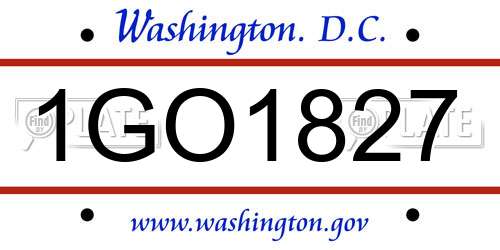 1GO1827 District Of Columbia License Plate
