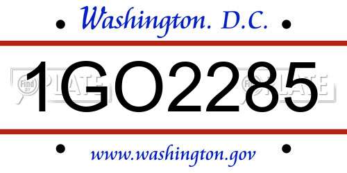 1GO2285 District Of Columbia License Plate