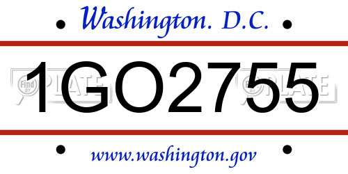 1GO2755 District Of Columbia License Plate