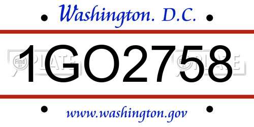 1GO2758 District Of Columbia License Plate