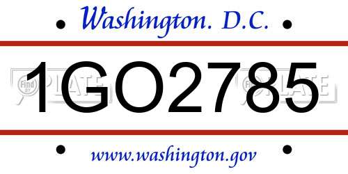 1GO2785 District Of Columbia License Plate