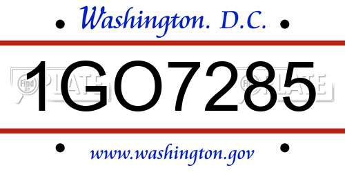 1GO7285 District Of Columbia License Plate