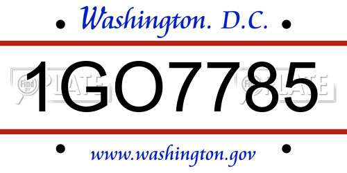 1GO7785 District Of Columbia License Plate