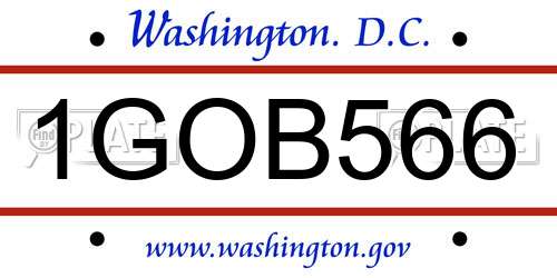 1GOB566 District Of Columbia License Plate