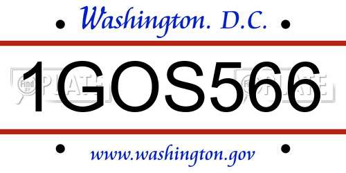 1GOS566 District Of Columbia License Plate