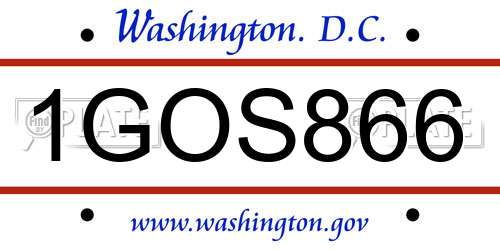 1GOS866 District Of Columbia License Plate