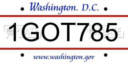 1GOT785 District Of Columbia License Plate
