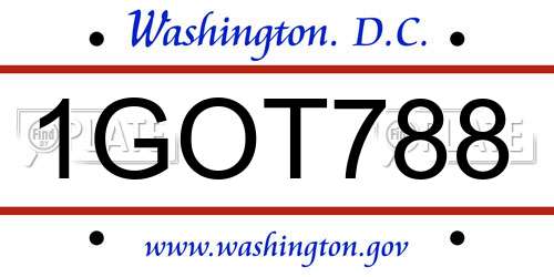 1GOT788 District Of Columbia License Plate