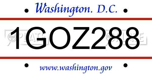 1GOZ288 District Of Columbia License Plate