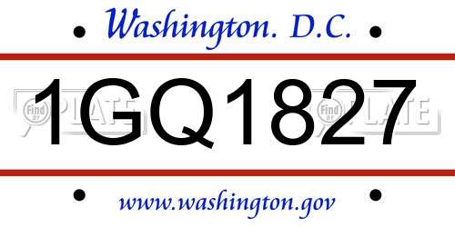1GQ1827 District Of Columbia License Plate