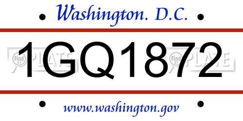 1GQ1872 District Of Columbia License Plate