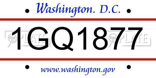 1GQ1877 District Of Columbia License Plate