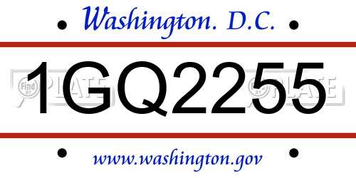 1GQ2255 District Of Columbia License Plate