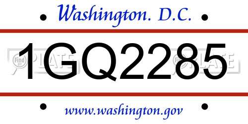 1GQ2285 District Of Columbia License Plate