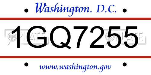 1GQ7255 District Of Columbia License Plate