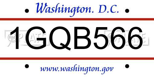 1GQB566 District Of Columbia License Plate