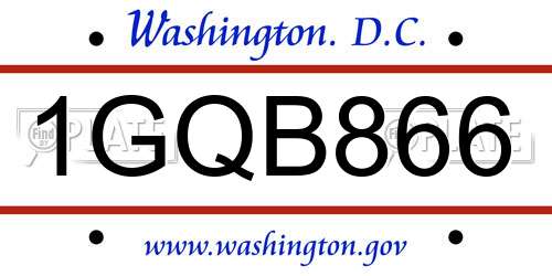 1GQB866 District Of Columbia License Plate