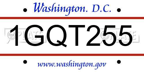 1GQT255 District Of Columbia License Plate