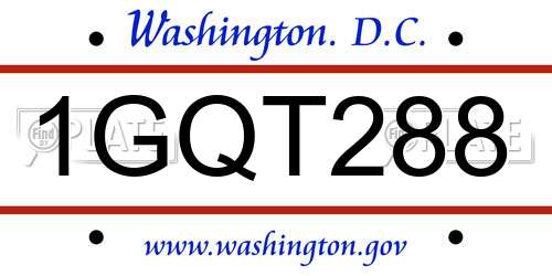 1GQT288 District Of Columbia License Plate