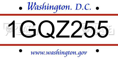 1GQZ255 District Of Columbia License Plate