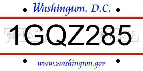 1GQZ285 District Of Columbia License Plate