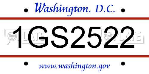 1GS2522 District Of Columbia License Plate