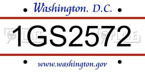 1GS2572 District Of Columbia License Plate