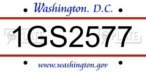 1GS2577 District Of Columbia License Plate