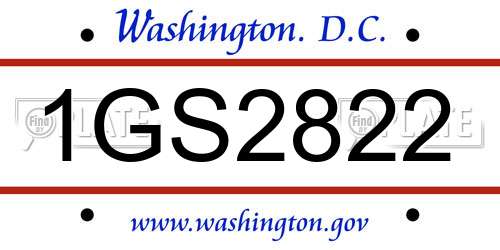 1GS2822 District Of Columbia License Plate