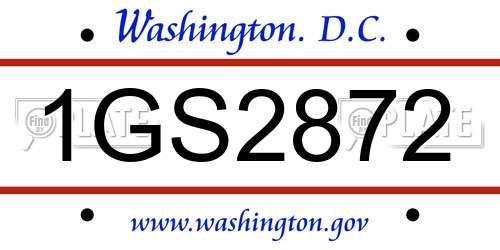 1GS2872 District Of Columbia License Plate