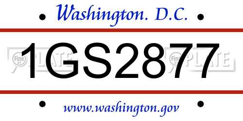 1GS2877 District Of Columbia License Plate