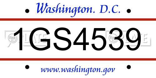 1GS4539 District Of Columbia License Plate