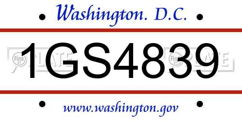 1GS4839 District Of Columbia License Plate