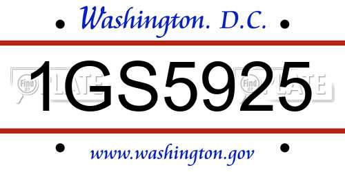 1GS5925 District Of Columbia License Plate