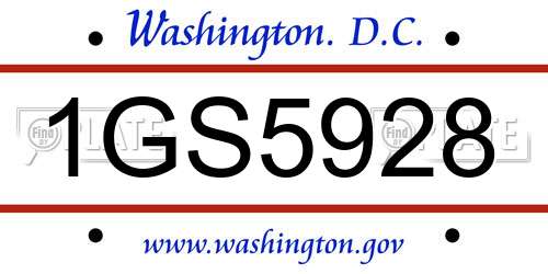 1GS5928 District Of Columbia License Plate
