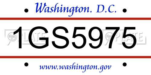 1GS5975 District Of Columbia License Plate