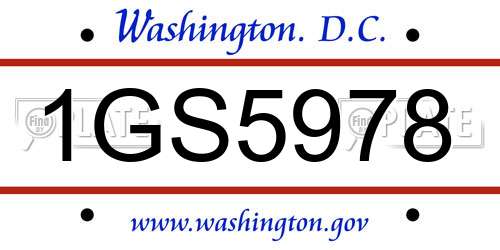 1GS5978 District Of Columbia License Plate